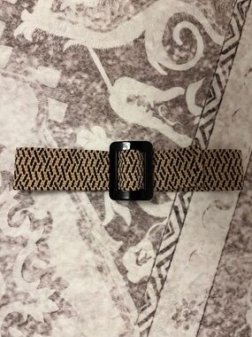 Zara Women’s Woven Tan and Black Belt with Black Buckle